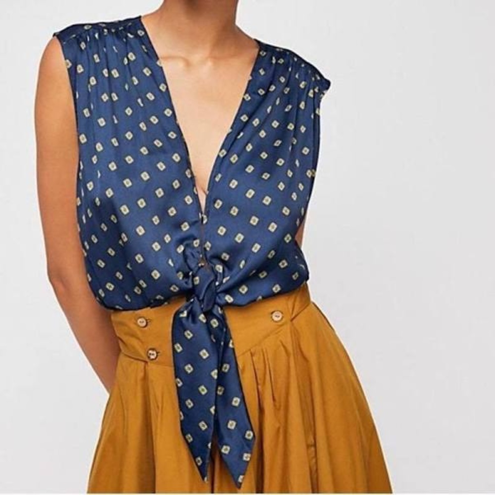 Free People tie-front silky top